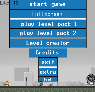 Menu in Mario and the gray coins(Oud)